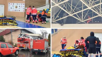 Accident la Sala Sporturilor din Arad. Un bărbat a căzut de pe acoperiş VIDEO