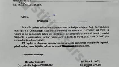 CORONAVIRUS. Poliţia a început să facă verificări cu privire la medicii care îşi dau demisia