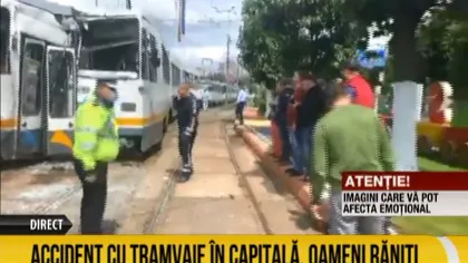 Două tramvaie s-au ciocnit în sectorul 4 al Capitalei. Şapte persoane sunt rănite