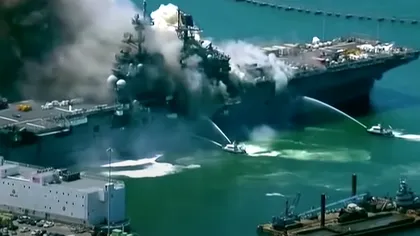 Explozie puternică pe o navă militară americană. Cel puţin 21 de persoane rănite VIDEO