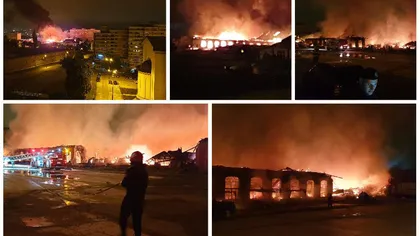 Incendiu URIAŞ în Oradea. Piaţa Cetate a fost mistuită de flăcări VIDEO