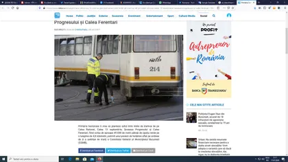 Accident cu două maşini, pe linia de tramvai, în Bucureşti. Trei persoane sunt rănite, circulaţia a fost blocată