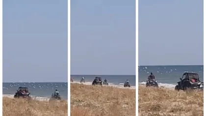Distracţie cu ATV-urile la malul mării. Mai mulţi turişti s-au plimbat cu viteză într-o arie protejată