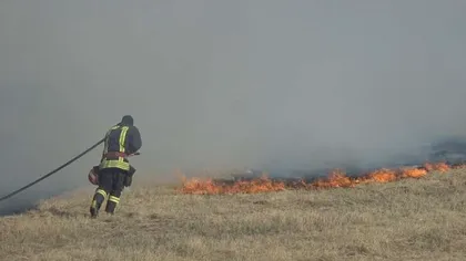 Incendiu în comuna Lipovăţ, Vaslui. Zeci de hectare de vegetaţie uscată au ars timp de 5 ore