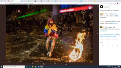 Proteste violente în Columbia, după ce poliţia a electrocutat şi omorât în bătaie un bărbat. El încălcase restricţiile privind pandemia