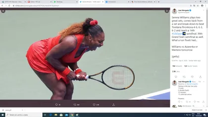 Serena Williams, performanţă incredibilă la 39 de ani. S-a calificat pentru a 14-a oară în semifinalele US Open