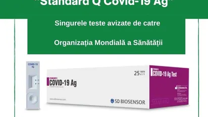 Primele şi singurele teste avizate de OMS destinate diagnosticării SARS-CoV-2 pe baza detecţiei de antigen au ajuns în România
