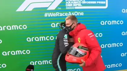 Hamilton a primit o cască purtată de Schumacher după ce a egalat recordul germanului