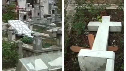 Teribilism cu efecte devastatoare. Doi copii au vandalizat 130 de cruci şi morminte dintr-un cimitir din Galaţi VIDEO
