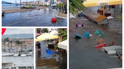 VIDEO Mini tsunami pe Insula Samos din Grecia după cutremur. Imaginile dezastrului cu maşini luate de ape, case inundate