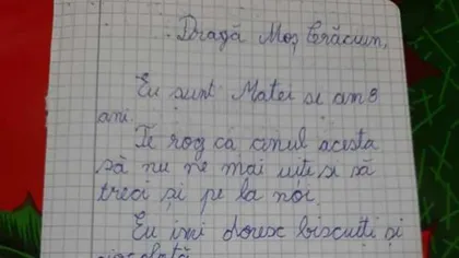 Moş Crăciun a primit o scrisoare răvăşitoare de la un copil de 8 ani. 