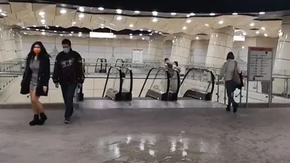 Probleme pe noua magistrală de metrou M5 Eroilor-Drumul Taberei. Plouă într-o staţie de metrou - VIDEO