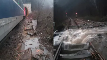 Tren de călători, deraiat pe Valea Oltului din cauza scurgerilor de pe versanţi