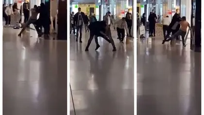 Bătaie într-un mall din Craiova. Indivizii s-au bătut cu pumnii şi picioarele chiar sub ochii trecătorilor - VIDEO