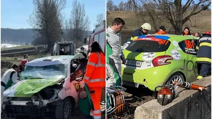 Accident cumplit la Raliul Braşovului. O maşină s-a lovit violent de un cap de pod