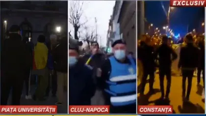 O nouă zi de proteste anti-restricții în România. Un protestatar a fost pus la pământ de jandarmi