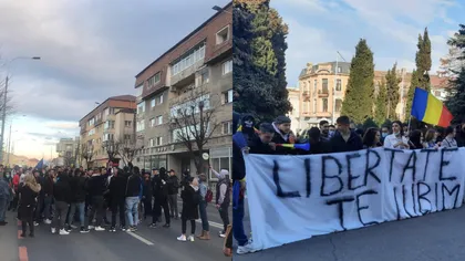 Manifestații în toată țara. Protestatarii din Bacău au intrat în curtea spitalului județean. Conflicte între jandarmi și cetățeni