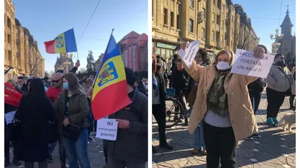 Val de proteste în ţară. Românii s-au săturat de restricţii. În Timişoara, au dat foc la măşti pe stradă VIDEO