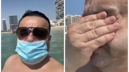 Adi Minune, cu masca în mare. Cum s-a filmat pe o plajă din Dubai: 
