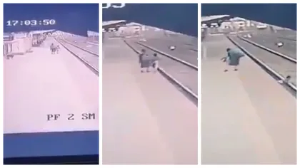 Panică totală într-o gară! Copil salvat în ultimul moment din fața unui tren. Imagini dramatice!