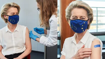 Ursula von der Leyen, președinta Comisiei Europene, s-a vaccinat anti-Covid cu prima doză. Imagini din centrul de vaccinare