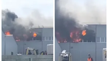 Incendiu de proporţii la o fabrică din Cluj.  Pompierii intervin de urgenţă