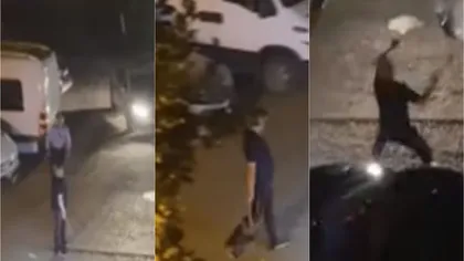 Show monstruos la Bârlad. Un bărbat înarmat cu două securi a ameninţat poliţiştii! - VIDEO