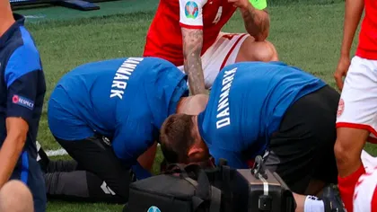 Euro 2020 Momente dramatice la meciul Danemarca - Finlanda. Christian Eriksen s-a prăbușit pe gazon, medicii l-au scos pe targă. Partida s-a reluat