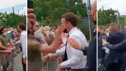 Emmanuel Macron, pălmuit în public. Momentul în care preşedintele Franţei este agresat în timp ce saluta mulţimea VIDEO