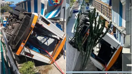 Autobuz plin de oameni, căzut în gol de la şase metri. Un mort şi cel puţin 20 de răniţi