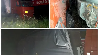 Circulaţie blocată după un accident feroviar grav în Giurgiu. Un tren încărcat cu păcură și benzină a lovit un TIR