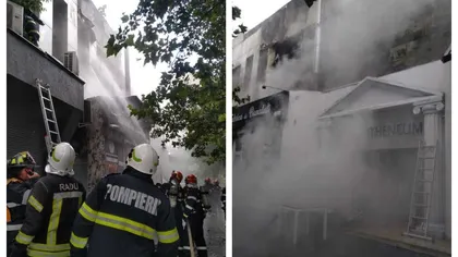 Incendiu puternic într-un restaurant din Capitală. Zeci de persoane au fost evacuate