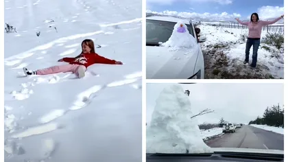 A nins în Africa de Sud. Imagini impresionante cu oameni care şi-au pus zăpadă pe capota maşinii