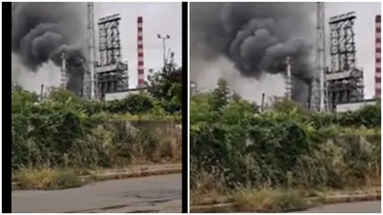 Un incendiu de proporții a izbucnit la rafinăria Lukoil din Ploiești VIDEO