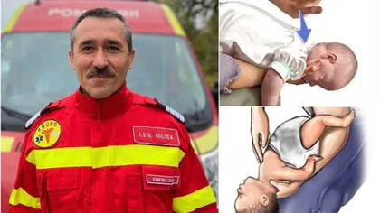 El e pompierul George care a salvat viaţa unui bebeluş în Tulcea. Copilul se înecase cu lapte şi nu mai respira