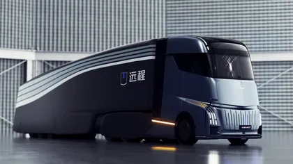 Cum arată camionul electric cu dotări SF din China care vrea să rivalizeze cu Tesla Semi. Homtruck are conducere autonomă, radar ultrasonic, dar şi maşină de spălat! FOTO&VIDEO