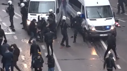 Noi imagini de la protestele din Belgia. Capitala Europei a fost teatru de război cu poliţia VIDEO
