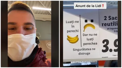 Video! Mesajul viral pe Tik Tok de la Lidl de la raionul cu banane! Ce îi roagă supermarketul pe clienții care cumpără banane e genial!
