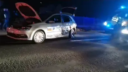 Accident terifiant în Bistriţa. Maşină de Poliţie, distrusă de un şofer care gonea cu 185 km/oră