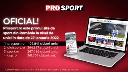 ProSport.ro – primul site de sport din România la nivel de unici în data de 27 ianuarie 2022