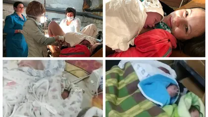 IMAGINI SFÂŞIETOARE cu bebeluşi mutaţi din spital în adăpost antiaerian. Bebeluş născut într-o staţie de metrou transformată în adăpost anti-bombardament VIDEO+GALERIE FOTO