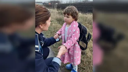 Fetiţă găsită cu ghiozdanul în spate, pe marginea unui drum din Buzău. 