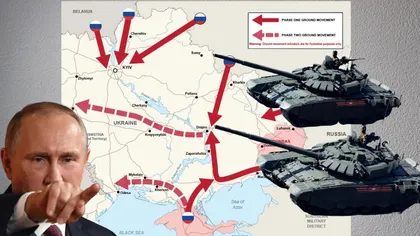 Armata britanică a publicat harta invaziei Rusiei în Ucraina. Sunt explicate toate direcțiile din care va ataca armata lui Putin