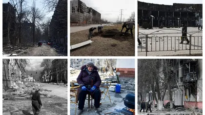 Imagini apocaliptice din Mariupol după bombardamentele ruşilor: Cadavre îngropate pe marginea drumurilor sau în paarcuri, femei care topesc zăpada pentru a avea apă de băut