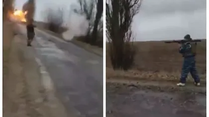 VIDEO Momentul în care soldaţi ucraineni au lovit cu o rachetă un tanc rusesc: 