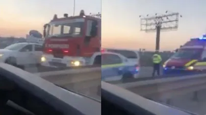 Accident în lanț pe Șoseaua București-Ploiești. Şapte maşini implicate, trei oameni au ajuns la spital