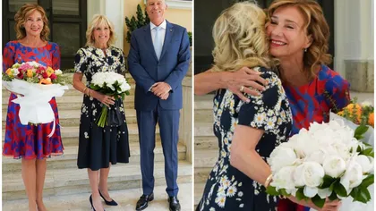 Jill Biden şi Carmen Iohannis, apariţii spectaculoase la întâlnirea de la Bucureşti. Rochiile extrem de elegante, cu imprimeu floral, primăvăratic le-au pus în valoare atuurile fizice. FOTO şi VIDEO