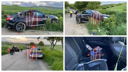 Un şofer din Iaşi şi-a făcut praf BMW-ul. Incredibil ce au găsit poliţiştii în bolidul răsturnat