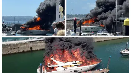 Incendiu puternic într-un port din Marea Britanie. Un iaht de 6 milioane de lire sterline a luat foc
