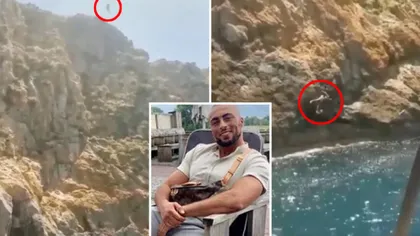 VIDEO ŞOCANT! Un fost fotbalist a sfârşit tragic după ce a sărit în mare de pe o stâncă de 35 de metri. Momentul terifiant a fost filmat chiar de soţia lui